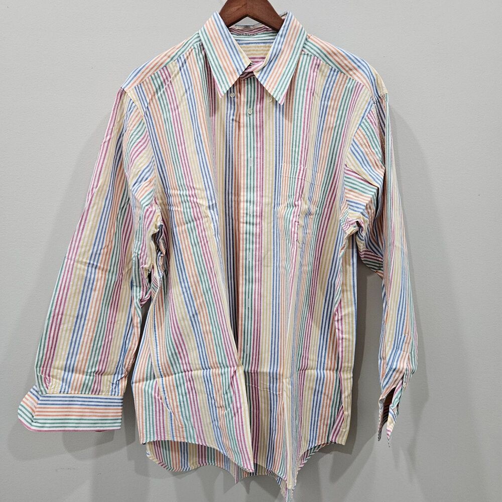 Brooks Brothers Mens Striped Button Down Shirt Size XL Multicolor Casual Preppy